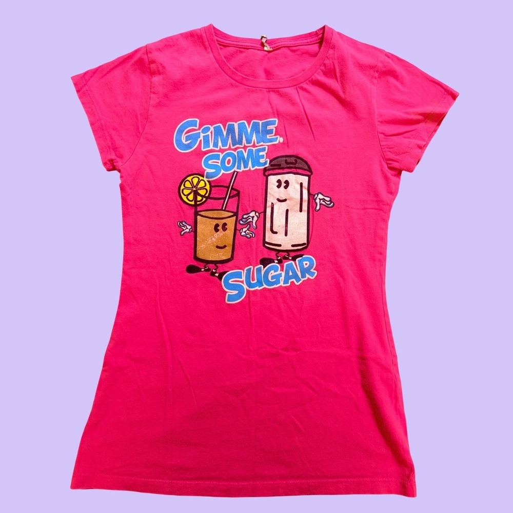 Y2K Gimme Some Sugar Graphic T-Shirt Slim Fit Short Sleeve Tee Scene #19